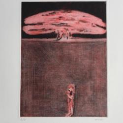 Gravure lithographiée Doroteo ARNÁIZ Le père Noël et la bombe