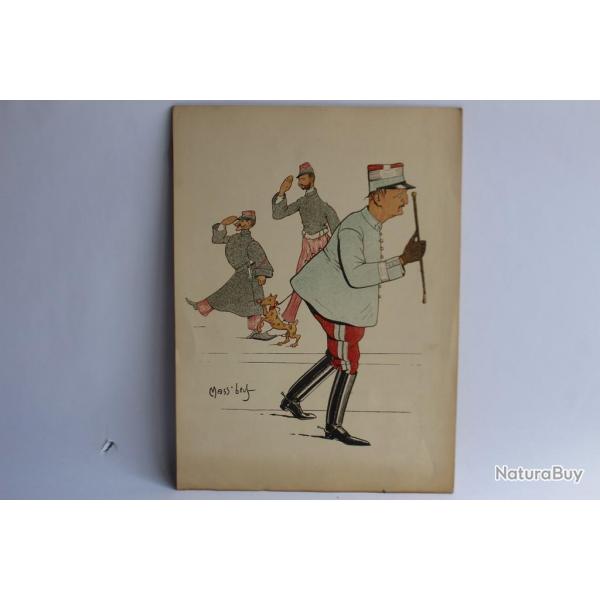 Grande caricature lithographie Mass'Beuf