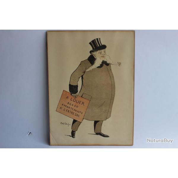 Grande caricature lithographie Mass'Beuf