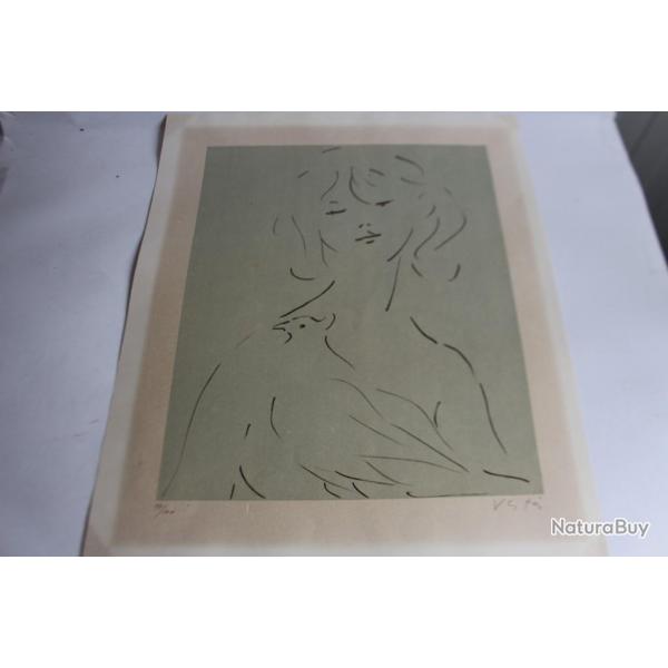 Dessin lithographi Marcel VERTES N44/100