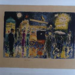 Lithographie Kees VAN DONGEN Place Pigalle by night PARIS