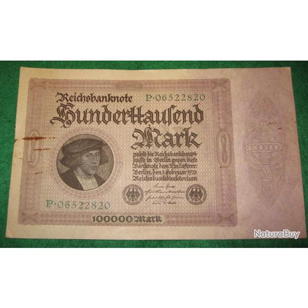 Allemagne  billet de 100000 Mark 1923