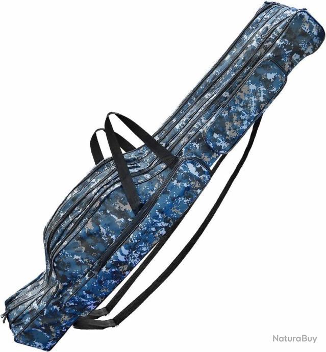 Housse De Protection Canne à Pêche Élastique - Sac De Transport Nylon, Compartiment Appâts, 100-170cm