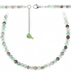 Collier en fluorite multicolore - Perles rondes 6 mm - 38 cm