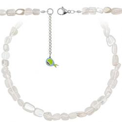 Collier en pierre de lune blanche - Perles roulées 8 à 12 mm - 43 cm