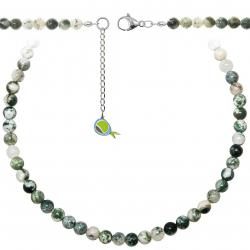 Collier en agate arbre - Perles rondes 6 mm - 55 cm