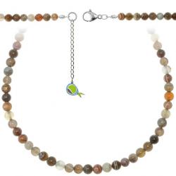 Collier en agate de Botswana - Perles rondes 6 mm - 43 cm