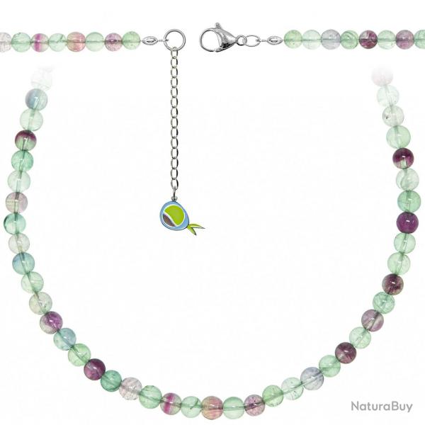 Collier en fluorite multicolore - Perles rondes 6 mm - 43 cm