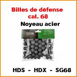 BILLES CAOUTCHOUC CALIBRE 68 X50 NOYEAU ACIER RBI pour HDS / HDX / HDR 68