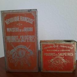 2 anciennes boîtes à poudres MINISTÈRE DE LA GUERRE RF 19ème siècle