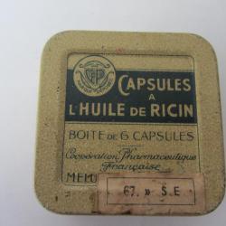 Boite tôle capsules ricin 1950/60