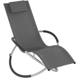 ACTI- Bain de soleil ANNE ergonomique pliable gris charge max 150kg chaise995