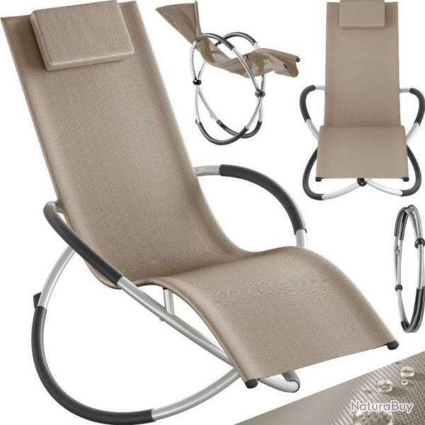 ACTI- Bain de soleil ANNE ergonomique pliable beige charge max 150kg chaise997