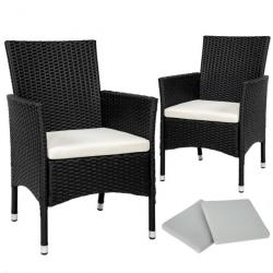 ACTI- Lot de 2 fauteuils de jardin en rotin NANCY noir/beige chaise549