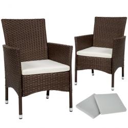 ACTI- Lot de 2 fauteuils de jardin en rotin NANCY marron/beige chaise550
