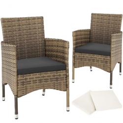 ACTI- Lot de 2 fauteuils de jardin en rotin NANCY marron naturel/gris foncé chaise552