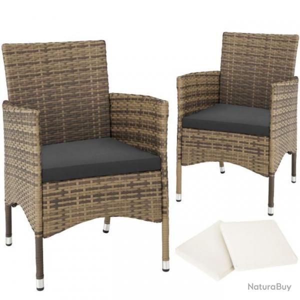 ACTI- Lot de 2 fauteuils de jardin en rotin NANCY marron naturel/gris fonc chaise552