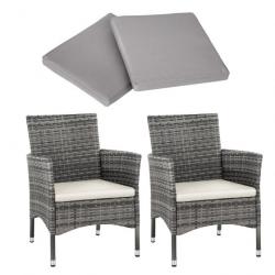 ACTI- Lot de 2 fauteuils de jardin en rotin NANCY gris/gris clair chaise551