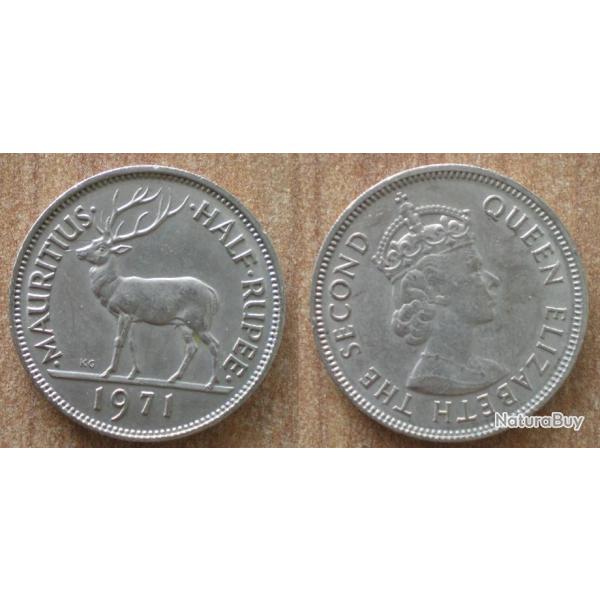 Maurice Half Roupie 1971 Piece 50 Cents Reine Elizabeth 2 Animal Demi Roupie Roupies Rupees Rupee