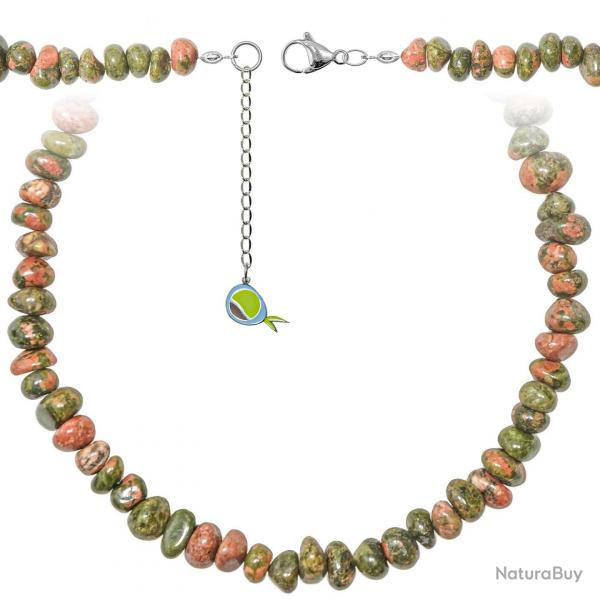 Collier en unakite - Perles roules 7  10 mm - 55 cm