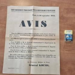Avis / affiche 10 septembre 1944
