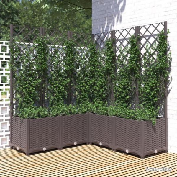 Jardinire avec treillis Marron 120x120x136 cm PP