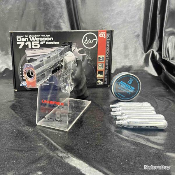 MEGA PROMO - "Pack prt a tirer" REVOLVER "GNB DAN WESSON DW715 4'' - SILVER - Cal 4,5MM PLOMBS - CO
