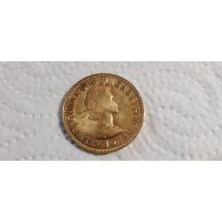 Monnaie half Penny 1966 doré à l'or fin 24 carats