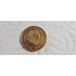 2 francs Monaco 1950, doré à l'or fin 24 carats