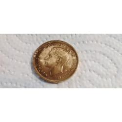 Monnaie half penny 1946 , doré à l'or fin 24 carats