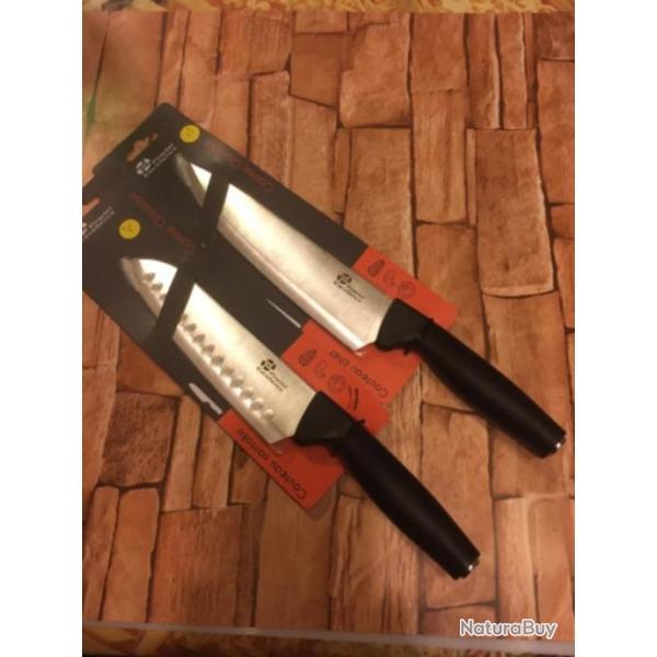 Lot de 2 couteaux santoku et chef pradel