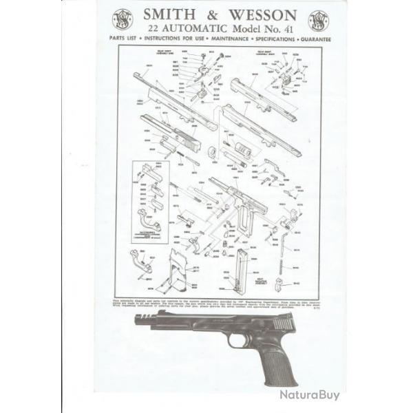 notice SMITH WESSON modele 41 (envoi par mail) - VENDU PAR JEPERCUTE (m1890)