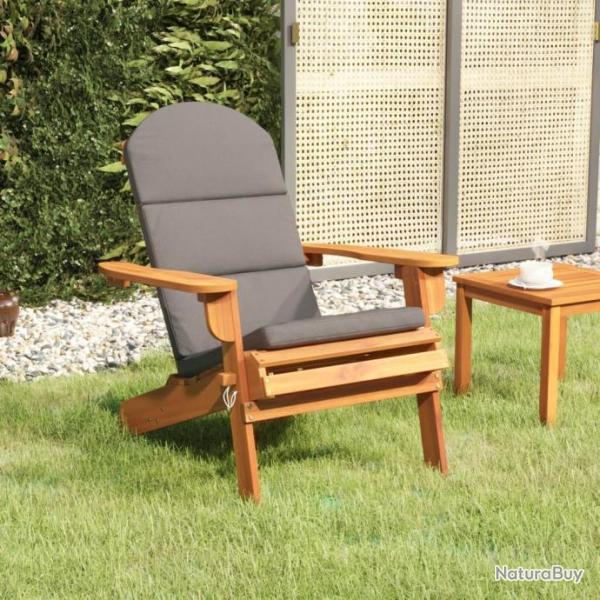 Chaise de jardin Adirondack avec coussins bois massif d'acacia