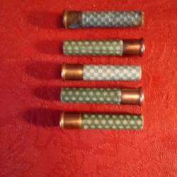 5 cartouches anciennes 9 mm Flobert poudre noire double charge