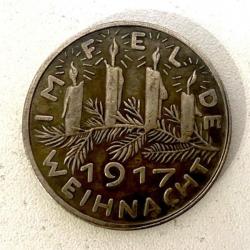 Ancienne Médaille Jeton piéce Allemande ww1 1917 Weihnacht