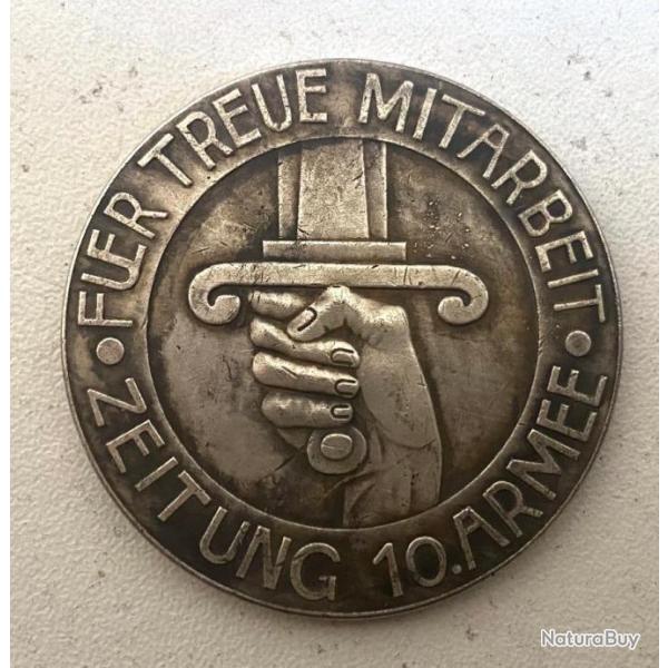 Ancienne Mdaille Jeton pice Allemande ww2 Fuer Treue Mitarbeit