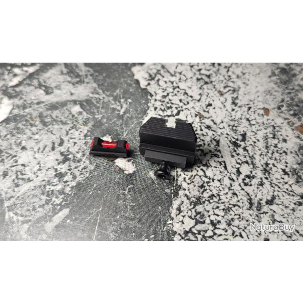 PTS ZEV Combat Airsoft (Steel) Fiber (Red) Sight Front & Rear for Glock 17/22/34 Tokyo Marui