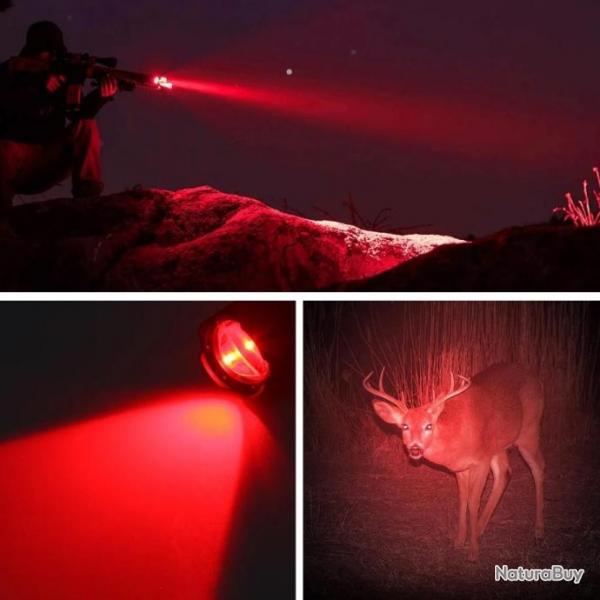 Lampe tactique de chasse vert ou rouge rechargeable led chasse airsoft ect... . B