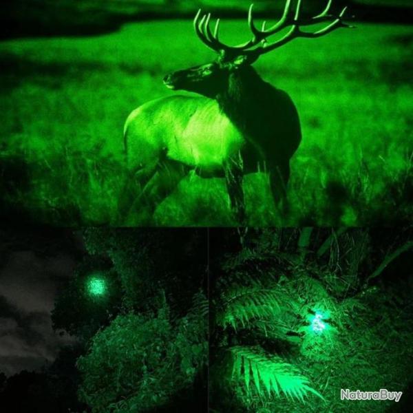 Lampe tactique de chasse vert ou rouge rechargeable led chasse airsoft ect... . D