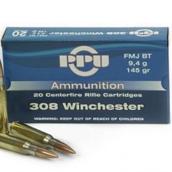 Munition PPU 308 WIN FMJ 145 grains