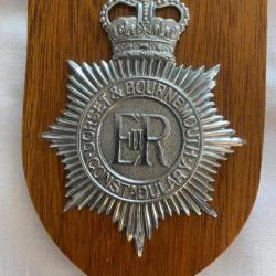Insigne de police britannique Dorset & Bournemouth ( sur support bois forme écu)