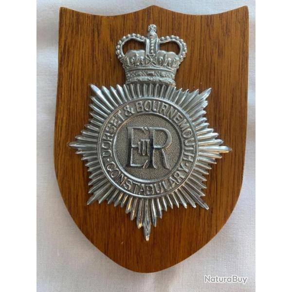 Insigne de police britannique Dorset & Bournemouth ( sur support bois forme cu)