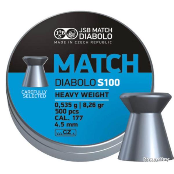 Bote de 500 plombs JSB Diabolo Blue Match - Cal. 4.5 - 4.49