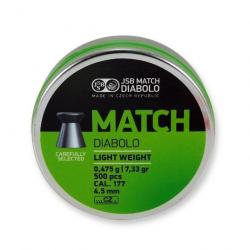 Boîte de 500 plombs JSB Diabolo Green Match Light - Cal. 4.5 - 4.49