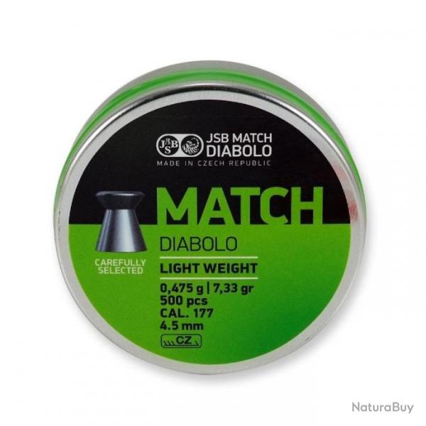 Bote de 500 plombs JSB Diabolo Green Match Light - Cal. 4.5 - 4.49