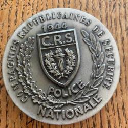 Médaille Police Nationale  CRS 1944 - SERVIR (sauvetage montagne, maître-chien)