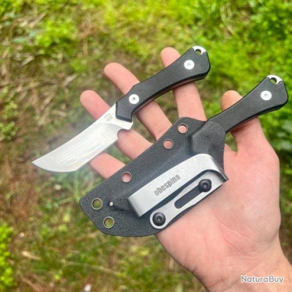 Petit Couteau Obespina lame tanto acier D2 etui kydex tactique survie