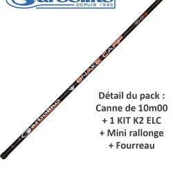 Pack coup gros poisson Garbolino Snake Carp 471 Big Bore Canne livrée montage élastique gros poisson