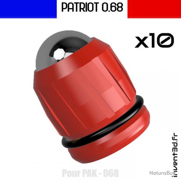 10 Patriot Cal. 0.68 avec joint pour PAK - Gomme Cogne - Rouge