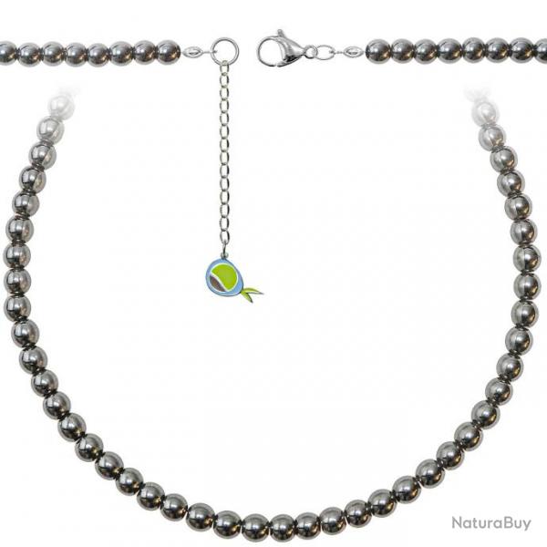 Collier en hmatite - Perles rondes 6 mm - 38 cm